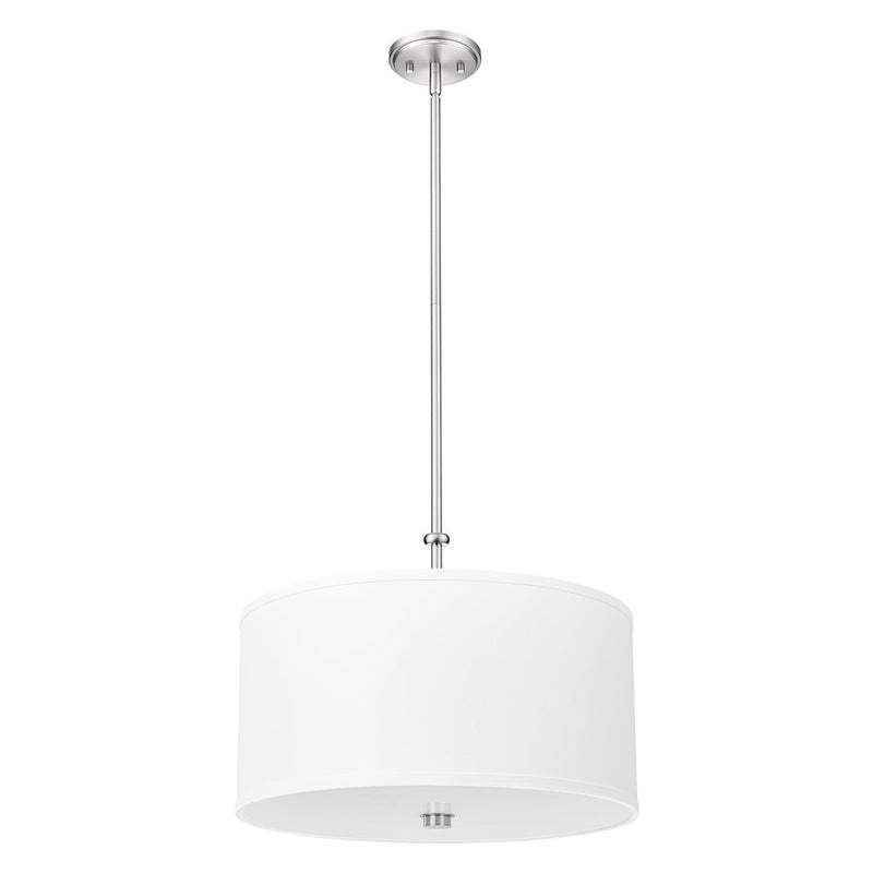 Z-Lite Linden 1 Light 18" Pendant, Brushed Nickel/White