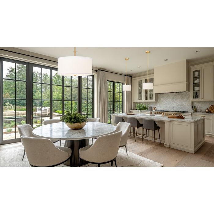 Z-Lite Linden 1 Light 18" Pendant, Modern Gold/White