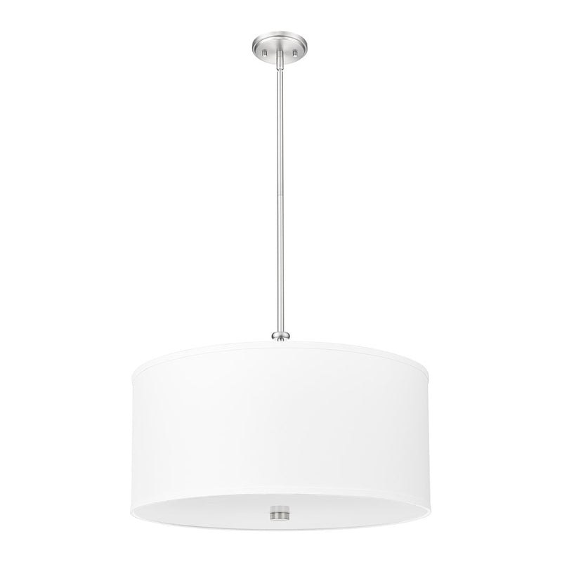 Z-Lite Linden 1 Light 24" Pendant, Brushed Nickel/White