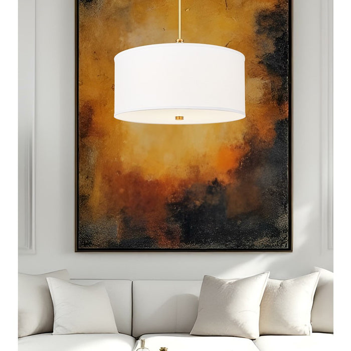 Z-Lite Linden 1 Light 24" Pendant, Modern Gold/White