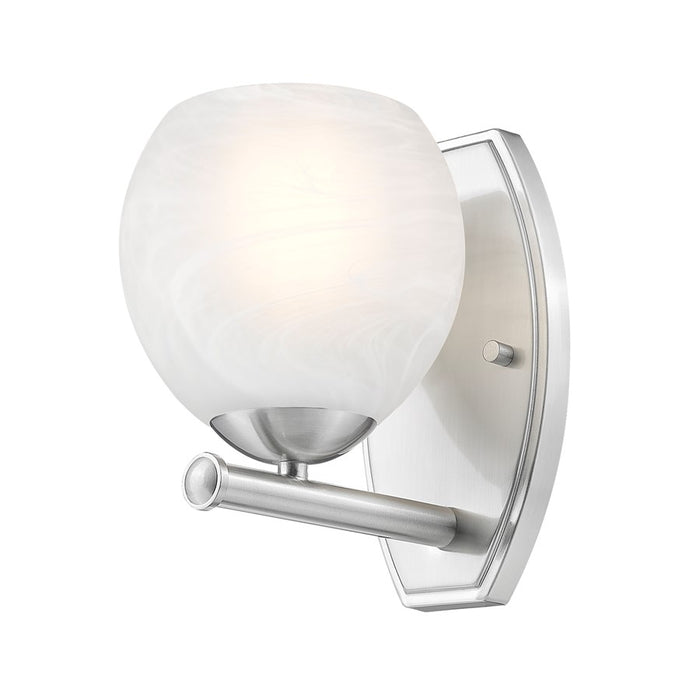Z-Lite Colette 1 Light Wall Sconce, Brushed Nickel/Feathered White