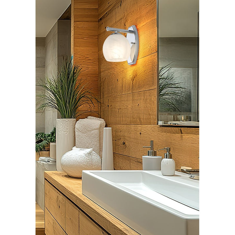 Z-Lite Colette 1 Light Wall Sconce, Chrome /Feathered White