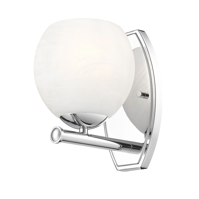 Z-Lite Colette 1 Light Wall Sconce, Chrome /Feathered White