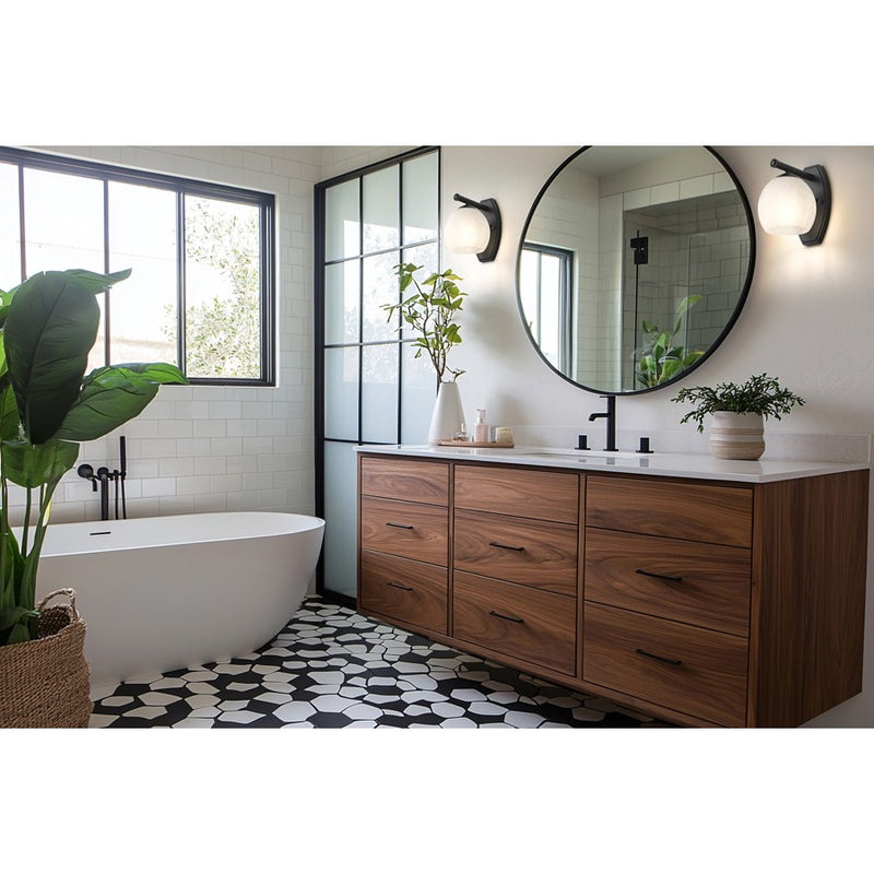 Z-Lite Colette 1 Light Wall Sconce, Matte Black/Feathered White