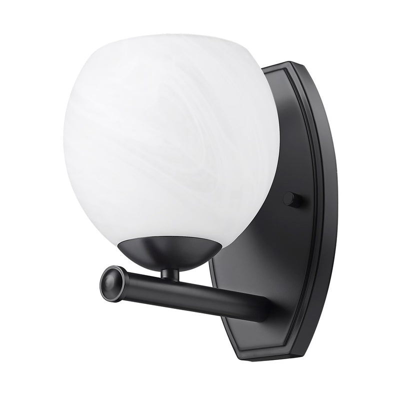 Z-Lite Colette 1 Light Wall Sconce, Matte Black/Feathered White