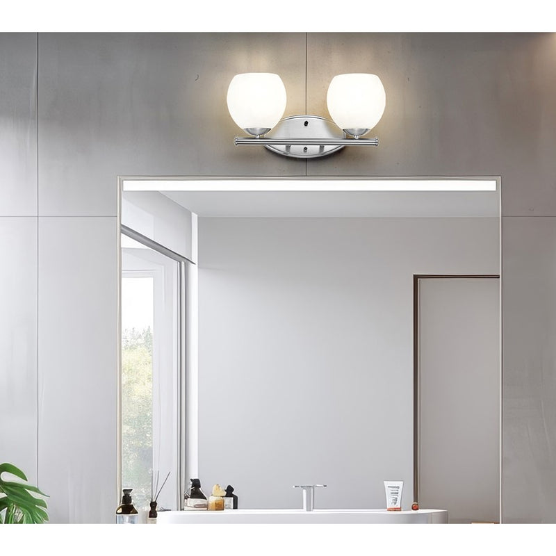 Z-Lite Colette 2 Light Vanity, Brushed Nickel/Feathered White