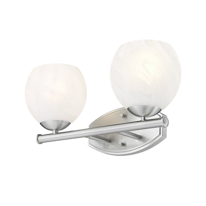 Z-Lite Colette 2 Light Vanity, Brushed Nickel/Feathered White