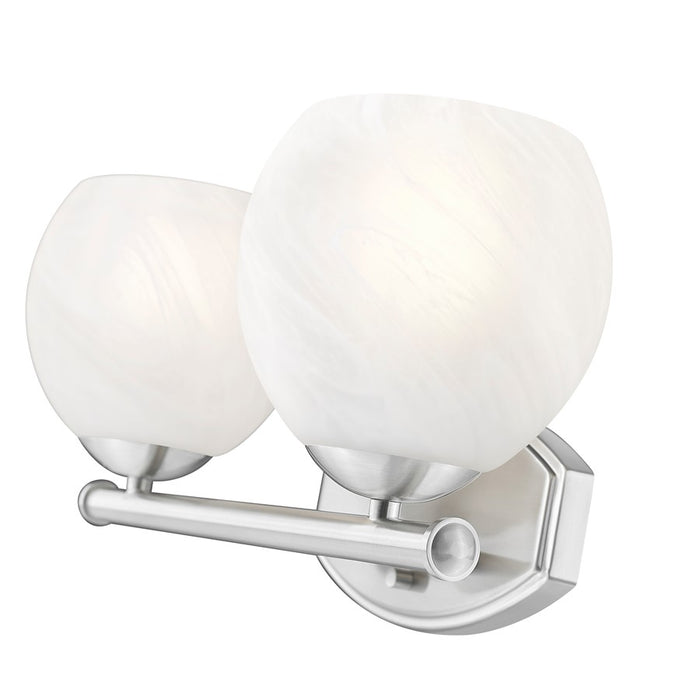 Z-Lite Colette 2 Light Vanity, Brushed Nickel/Feathered White
