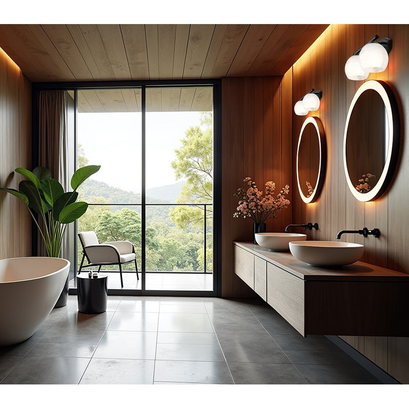 Z-Lite Colette 2 Light Vanity, Matte Black/Feathered White