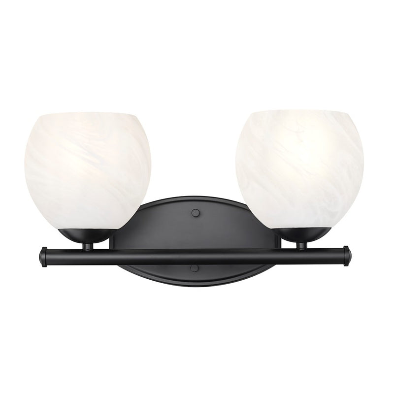 Z-Lite Colette 2 Light Vanity, Matte Black/Feathered White