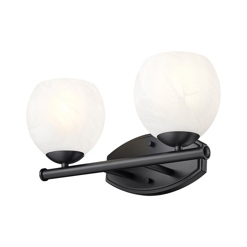 Z-Lite Colette 2 Light Vanity, Matte Black/Feathered White