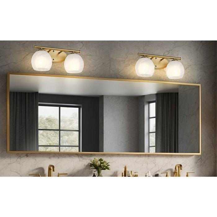 Z-Lite Colette 2 Light Vanity, Modern Gold/Feathered White
