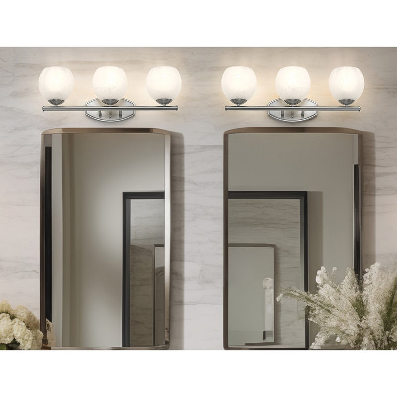 Z-Lite Colette 3 Light Vanity, Brushed Nickel/Feathered White