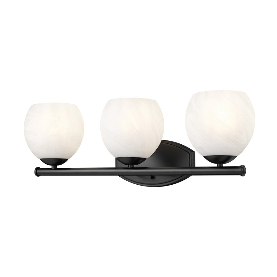 Z-Lite Colette 3 Light Vanity, Matte Black/Feathered White - 1963-3V-MB