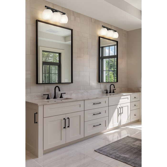 Z-Lite Colette 3 Light Vanity, Matte Black/Feathered White