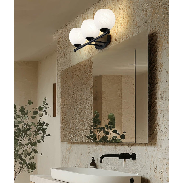 Z-Lite Colette 3 Light Vanity, Matte Black/Feathered White