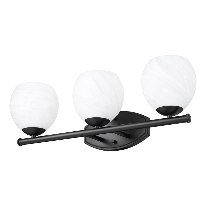 Z-Lite Colette 3 Light Vanity, Matte Black/Feathered White