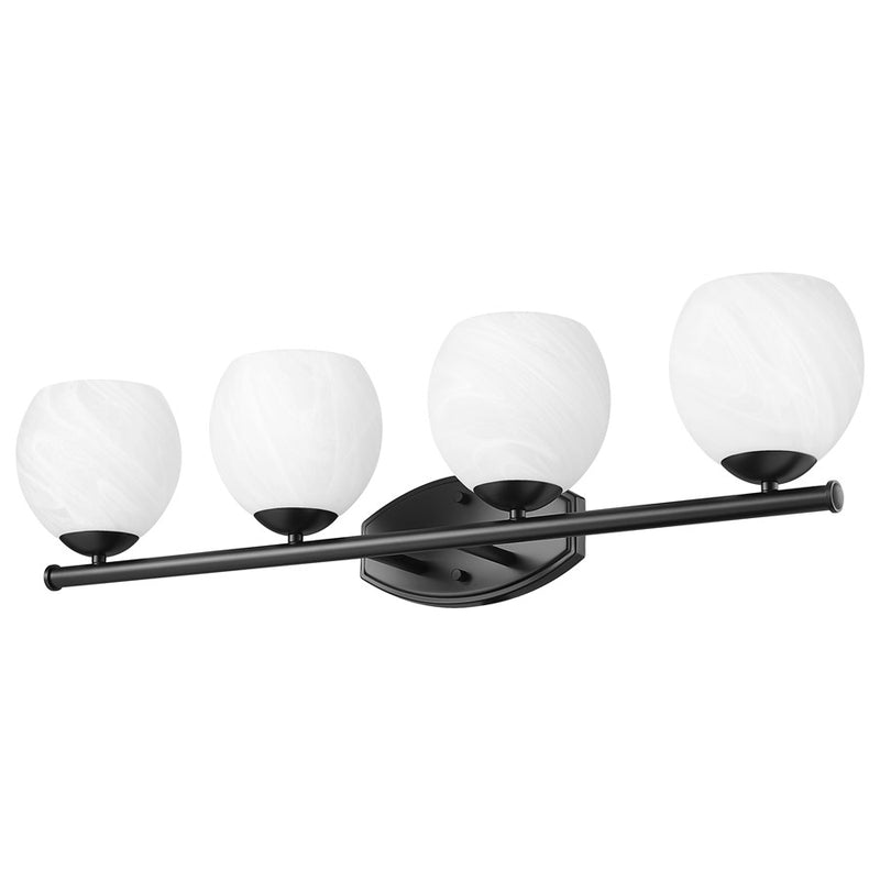 Z-Lite Colette 4 Light Vanity, Matte Black/Feathered White