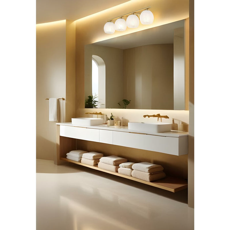 Z-Lite Colette 4 Light Vanity, Modern Gold/Feathered White