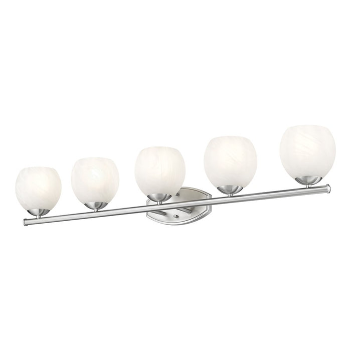 Z-Lite Colette 5 Light Vanity, Brushed Nickel/Feathered White