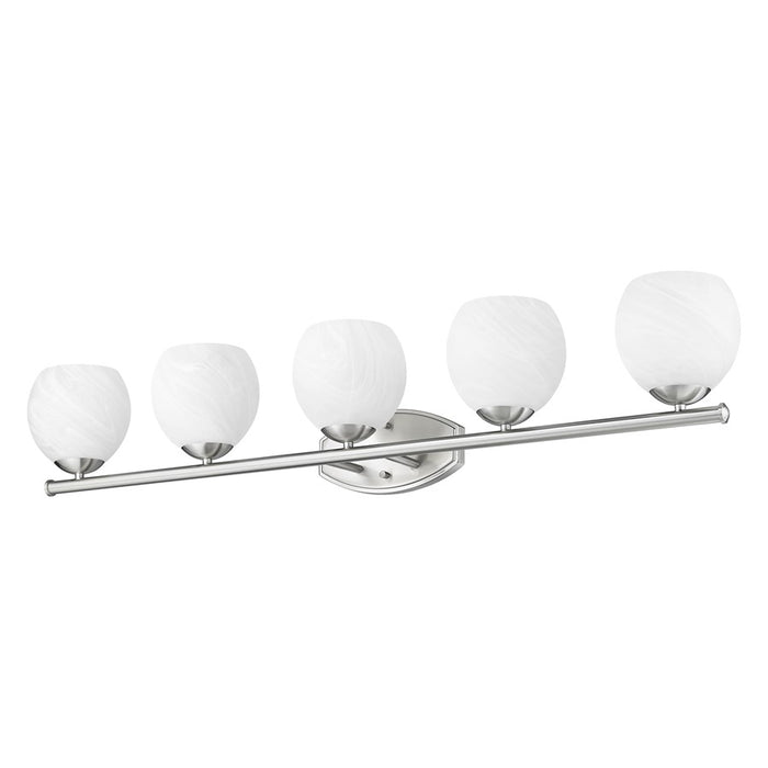 Z-Lite Colette 5 Light Vanity, Brushed Nickel/Feathered White