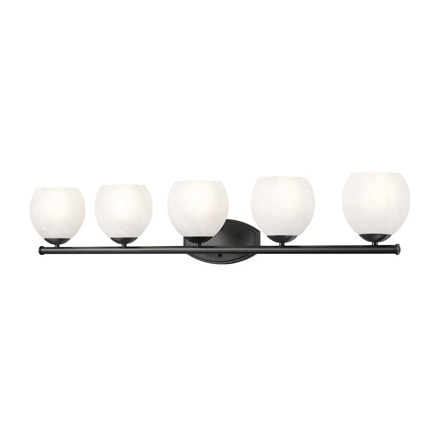 Z-Lite Colette 5 Light Vanity, Matte Black/Feathered White - 1963-5V-MB
