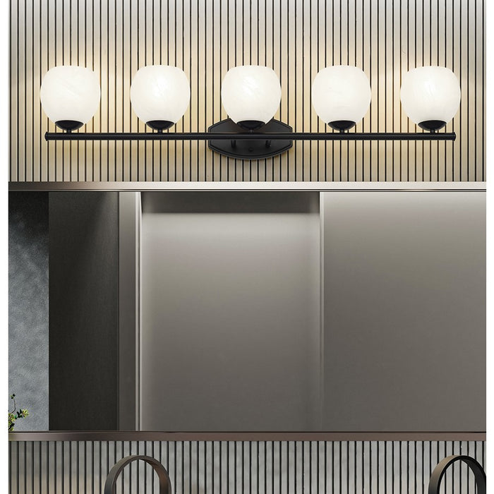 Z-Lite Colette 5 Light Vanity, Matte Black/Feathered White