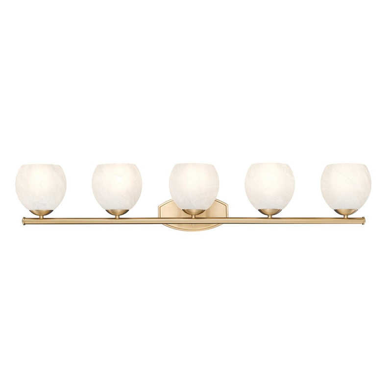 Z-Lite Colette 5 Light Vanity, Modern Gold/Feathered White
