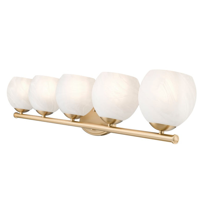 Z-Lite Colette 5 Light Vanity, Modern Gold/Feathered White