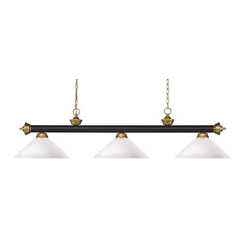 Z-Lite Riviera 3 Light Billiard, Bronze/Satin Gold/Opal, 59" - 200-3BRZ-SG-AMO14