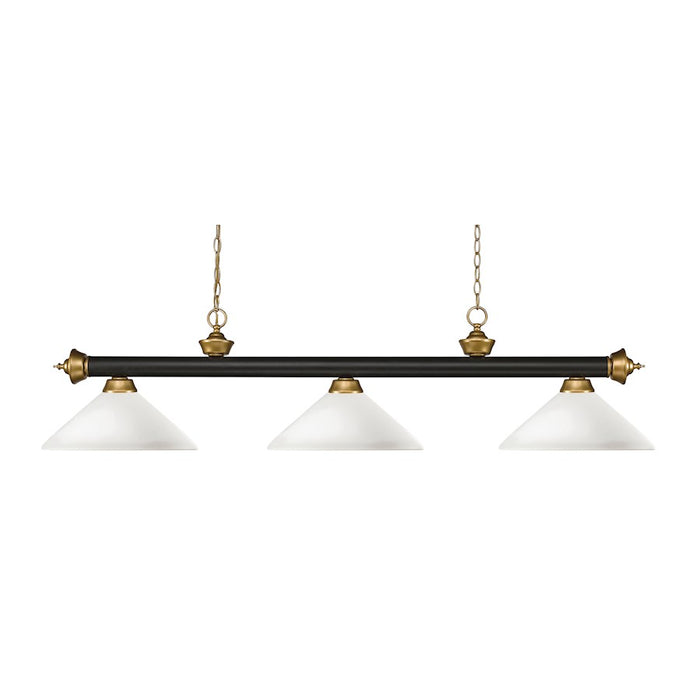 Z-Lite Riviera 3 Light Billiard, Bronze/Satin Gold/Opal, 59" - 200-3BRZ-SG-AMO14