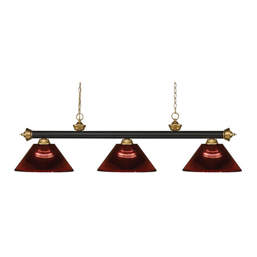 Z-Lite Riviera 3 Light Billiard, Bronze/Satin Gold/Burgundy - 200-3BRZ-SG-ARBG