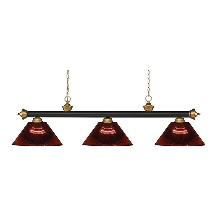Z-Lite Riviera 3 Light Billiard, Bronze/Satin Gold/Burgundy - 200-3BRZ-SG-ARBG