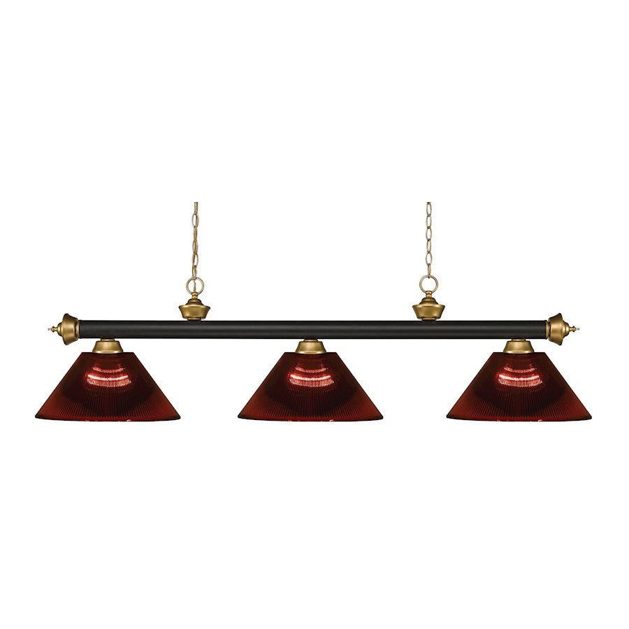 Z-Lite Riviera 3 Light Billiard, Bronze/Satin Gold/Burgundy - 200-3BRZ-SG-ARBG