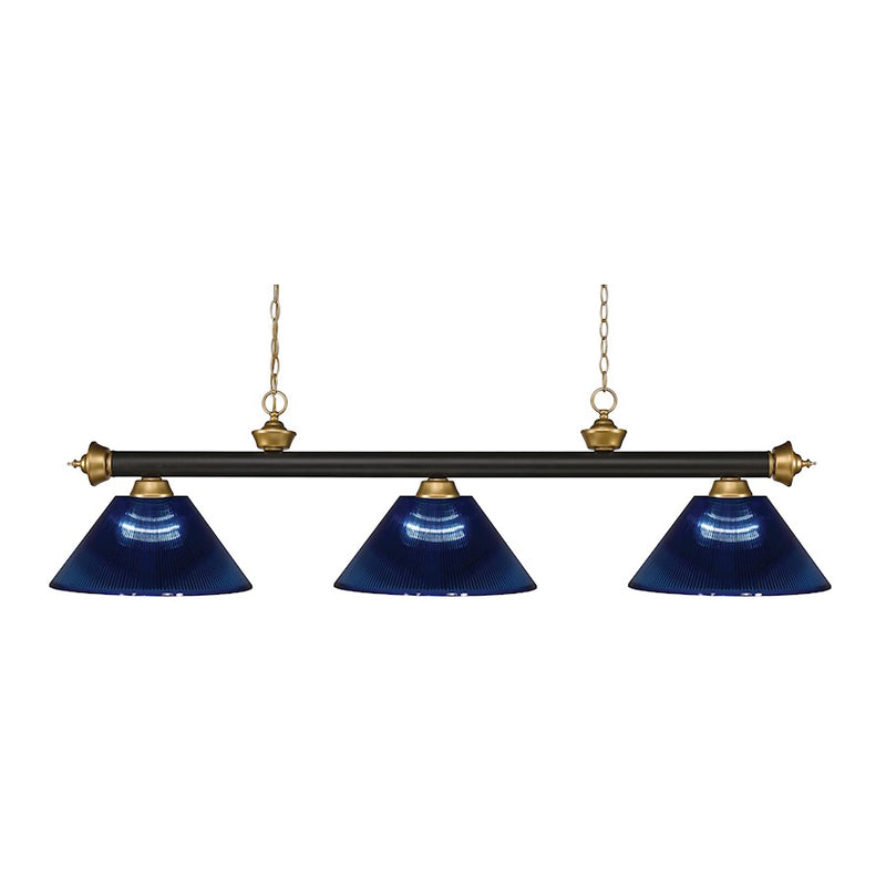 Z-Lite Riviera 3 Light Billiard, Bronze/Satin Gold/Dark Blue - 200-3BRZ-SG-ARDB