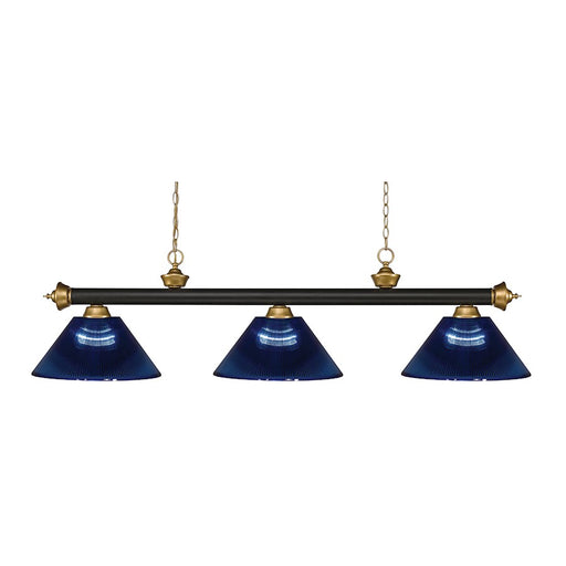 Z-Lite Riviera 3 Light Billiard, Bronze/Satin Gold/Dark Blue - 200-3BRZ-SG-ARDB