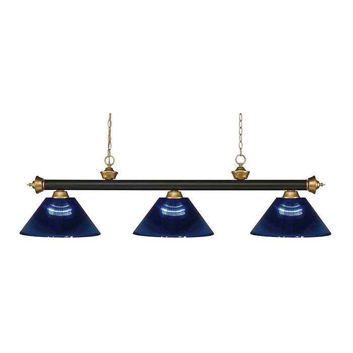 Z-Lite Riviera 3 Light Billiard, Bronze/Satin Gold/Dark Blue - 200-3BRZ-SG-ARDB
