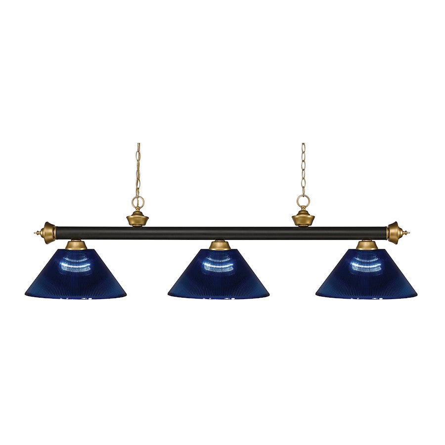 Z-Lite Riviera 3 Light Billiard, Bronze/Satin Gold/Dark Blue - 200-3BRZ-SG-ARDB