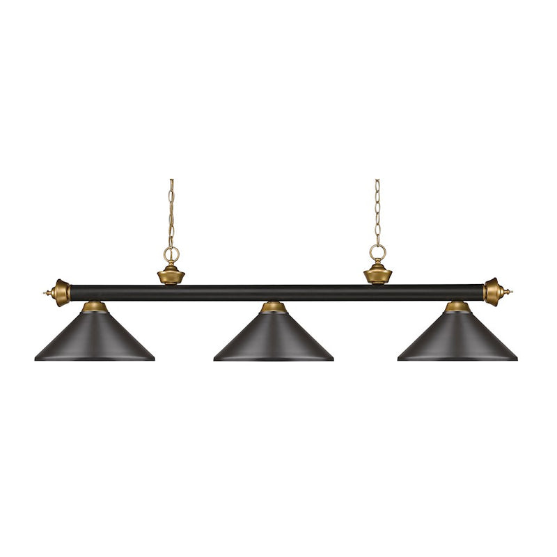 Z-Lite Riviera 3- Light Billiard, Bronze/Satin Gold/Bronze, 57" - 200-3BRZ-SG-MBRZ