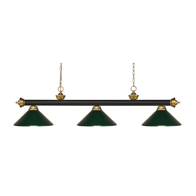 Z-Lite Riviera 3 Light Billiard, Bronze/Satin Gold/Dark Green - 200-3BRZ-SG-MDG
