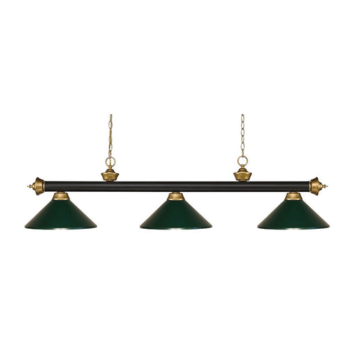 Z-Lite Riviera 3 Light Billiard, Bronze/Satin Gold/Dark Green - 200-3BRZ-SG-MDG