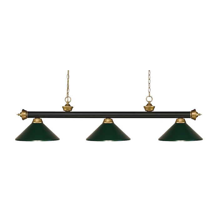 Z-Lite Riviera 3 Light Billiard, Bronze/Satin Gold/Dark Green - 200-3BRZ-SG-MDG