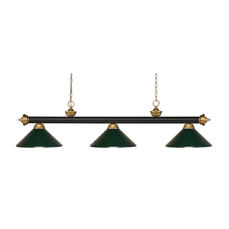 Z-Lite Riviera 3 Light Billiard, Bronze/Satin Gold/Dark Green - 200-3BRZ-SG-MDG