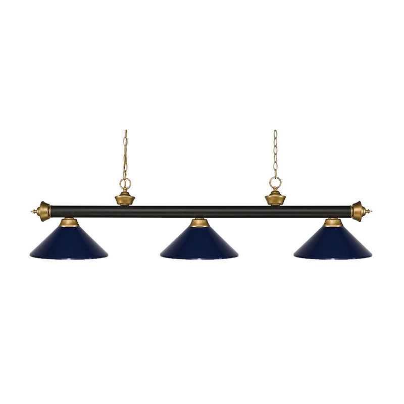Z-Lite Riviera 3 Light Billiard, Bronze/Satin Gold/Navy Blue - 200-3BRZ-SG-MNB