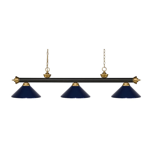 Z-Lite Riviera 3 Light Billiard, Bronze/Satin Gold/Navy Blue - 200-3BRZ-SG-MNB