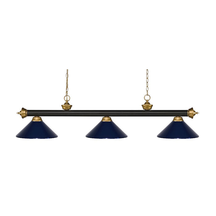 Z-Lite Riviera 3 Light Billiard, Bronze/Satin Gold/Navy Blue - 200-3BRZ-SG-MNB