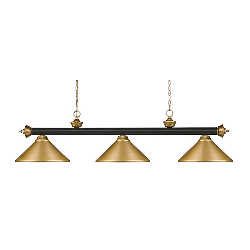 Z-Lite Riviera 3 Light Billiard, Bronze/Satin Gold/Satin Gold - 200-3BRZ-SG-MSG