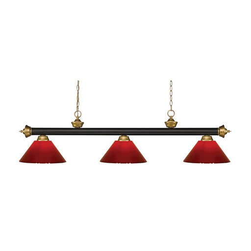 Z-Lite Riviera 3 Light Billiard Light, Bronze/Satin Gold/Red - 200-3BRZ-SG-PRD