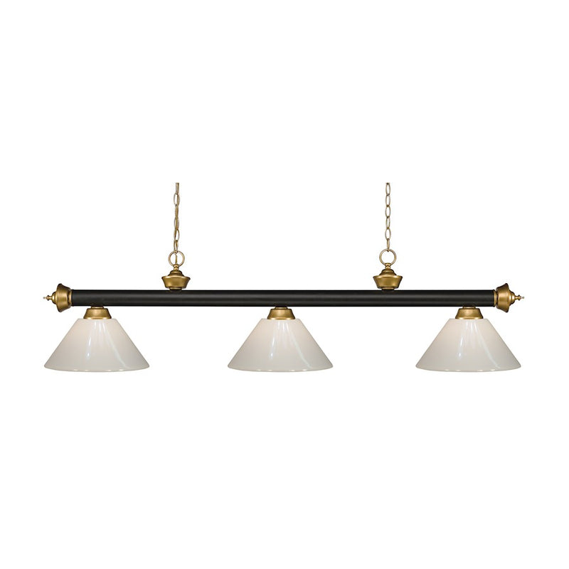 Z-Lite Riviera 3 Light Billiard Light, Bronze/Satin Gold/White - 200-3BRZ-SG-PWH