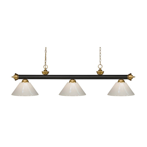 Z-Lite Riviera 3 Light Billiard Light, Bronze/Satin Gold/White - 200-3BRZ-SG-PWH